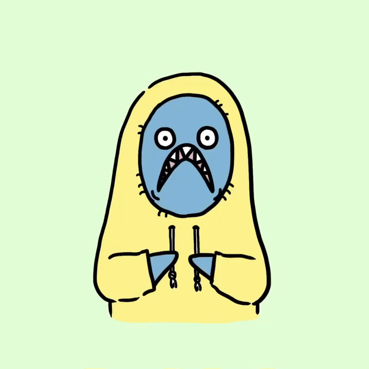 Moki in a frog costume, animated